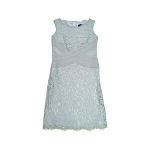 Tadashi Shoji Lace Dress Pintuck Jersey Waist Mint Green Womens 12 Formal Glam